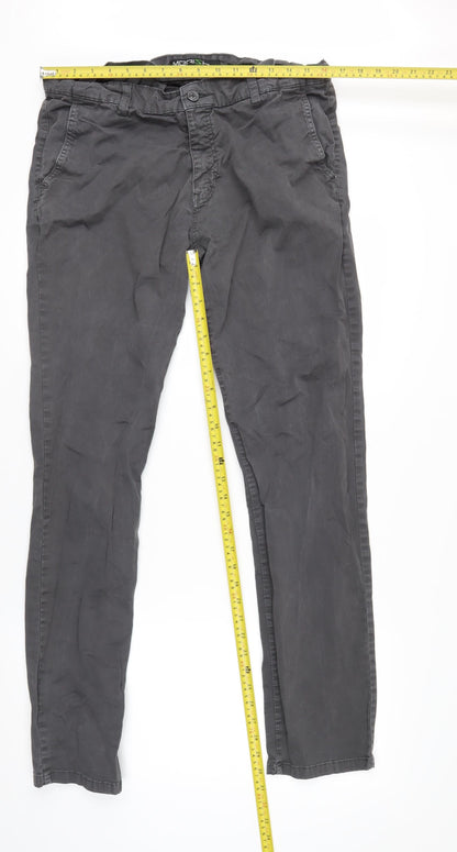 Merish Men's Grey Straight Leg Chino Trousers Size 36x34