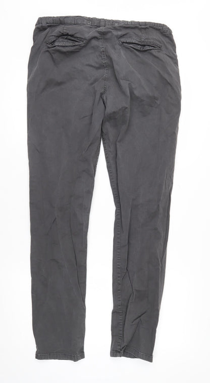 Merish Men's Grey Straight Leg Chino Trousers Size 36x34