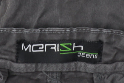 Merish Men's Grey Straight Leg Chino Trousers Size 36x34