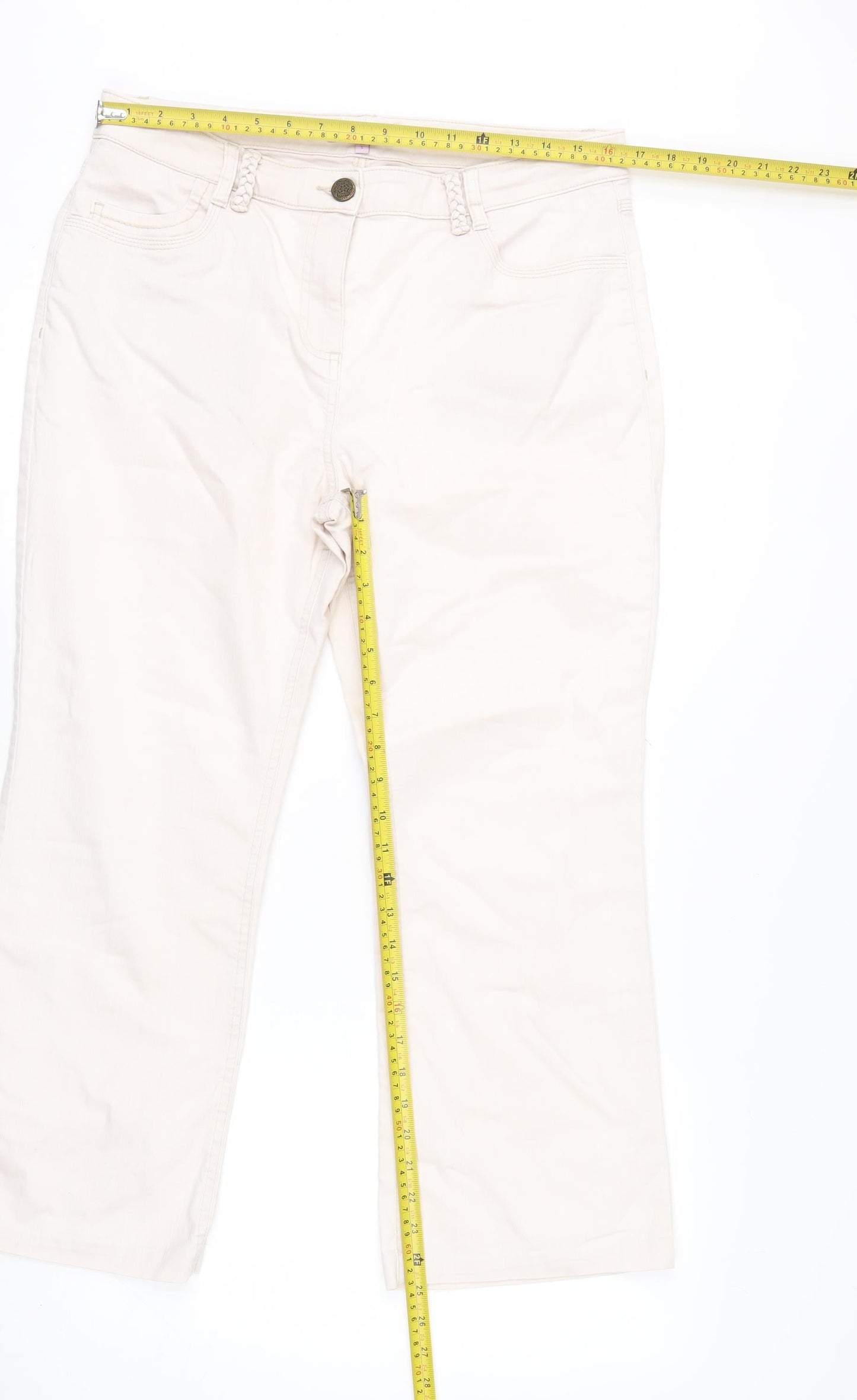 Marks and Spencer Per Una Beige Cropped Jeans Women’s Size 14 Regular Fit