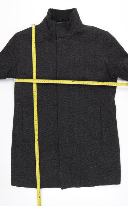 Next Men’s Grey Wool Blend Herringbone Mid-Length Overcoat L