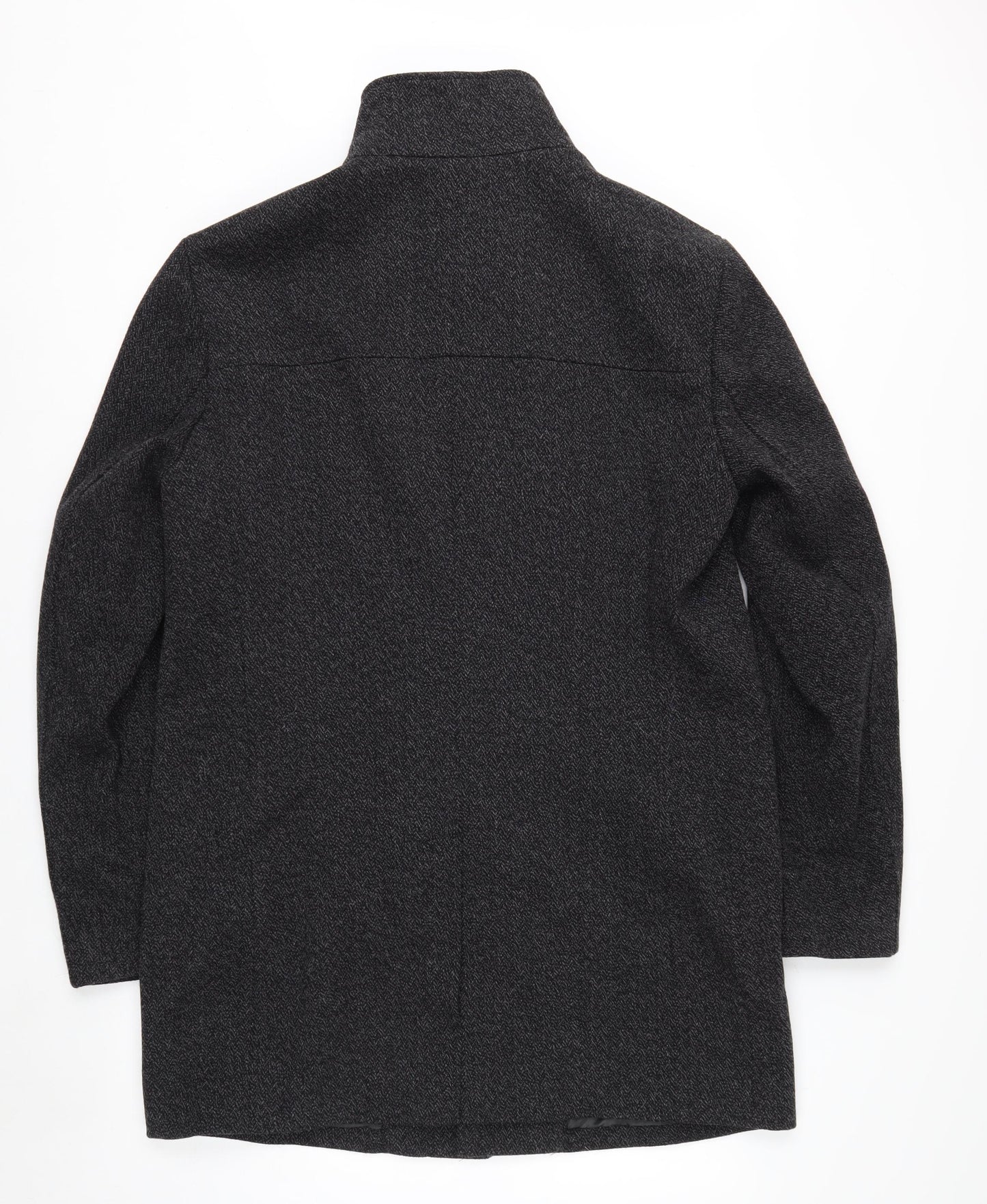 Next Men’s Grey Wool Blend Herringbone Mid-Length Overcoat L