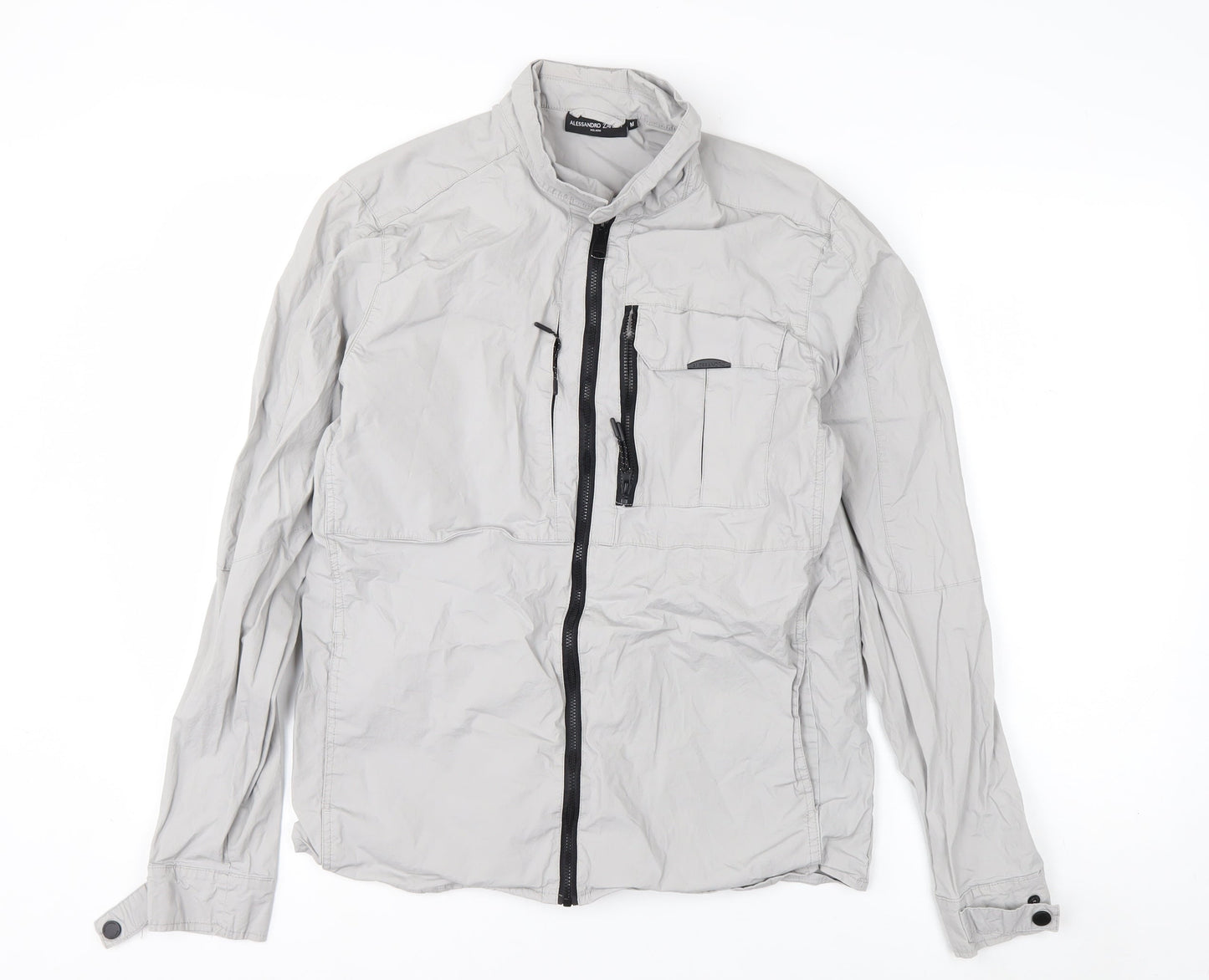 Alessandro Zavetti Men's Grey Cotton Windbreaker Jacket M
