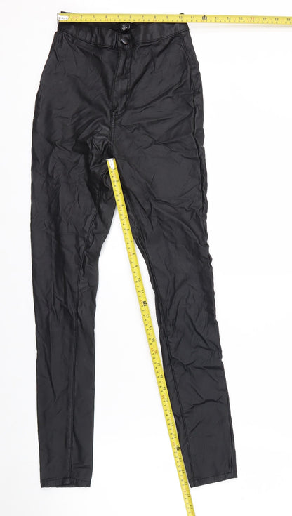 PrettyLittleThing Womens Black Size 8 Skinny Satin High Rise Trousers
