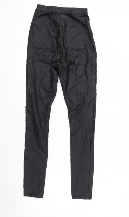 PrettyLittleThing Womens Black Size 8 Skinny Satin High Rise Trousers