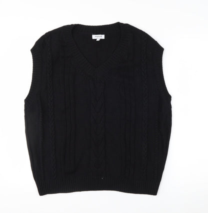 Simply Be Women’s Black Cable-Knit Sleeveless V-Neck Jumper Vest Size 16