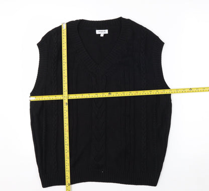 Simply Be Women’s Black Cable-Knit Sleeveless V-Neck Jumper Vest Size 16