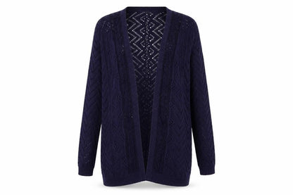 F&F Women's Blue Open Knit Long Sleeve Cardigan Size 12