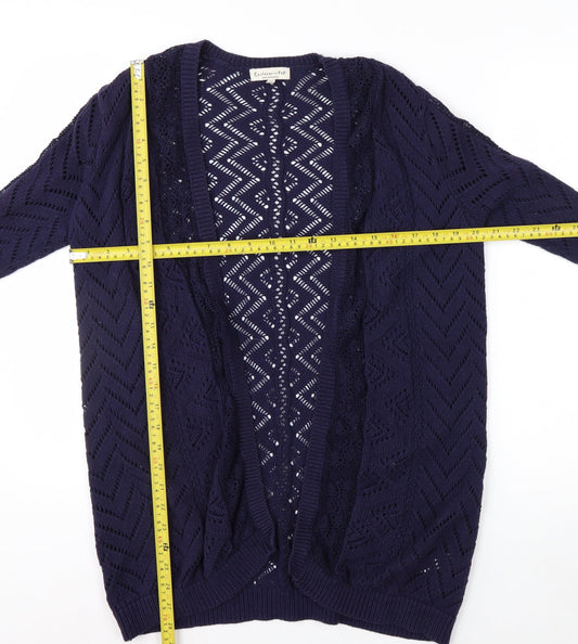 F&F Women's Blue Open Knit Long Sleeve Cardigan Size 12