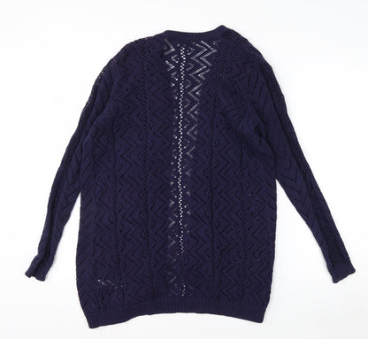F&F Women's Blue Open Knit Long Sleeve Cardigan Size 12