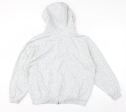 H&M Divided Women Grey Harvard Full Zip Hoodie Size 12 Cotton Blend