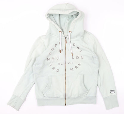 Superdry Womens Mint Green Full Zip Hoodie UK14 Cotton Blend
