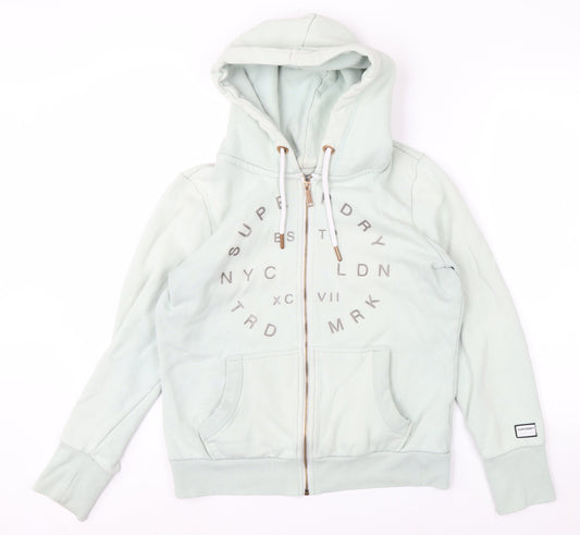 Superdry Womens Mint Green Full Zip Hoodie UK14 Cotton Blend