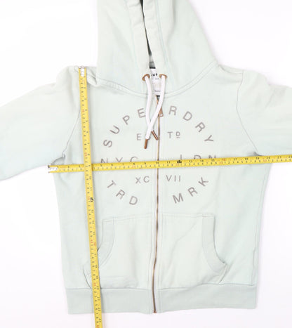 Superdry Womens Mint Green Full Zip Hoodie UK14 Cotton Blend