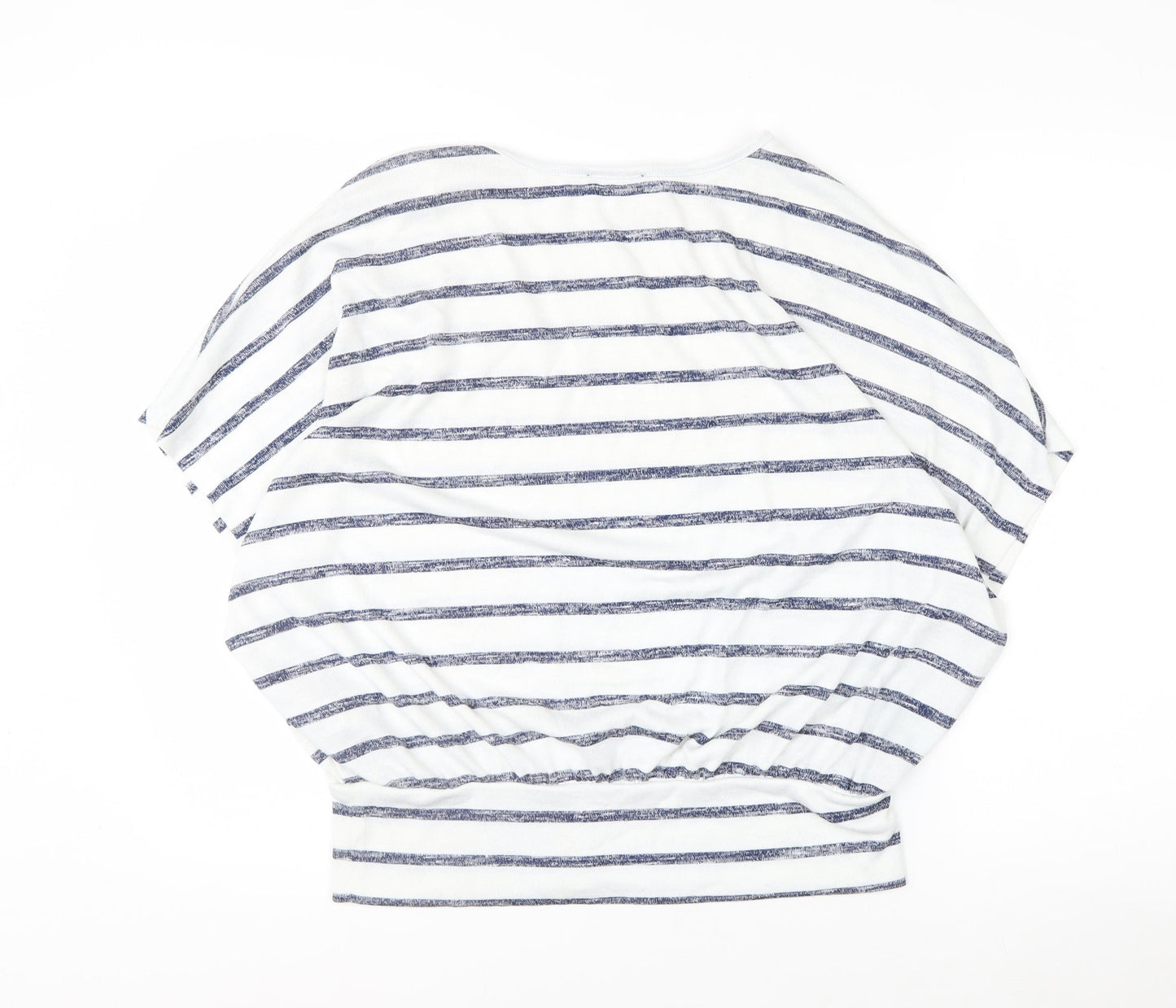 New Look Women’s White Striped Boat Neck Relaxed Fit Short Sleeve T-Shirt Size M