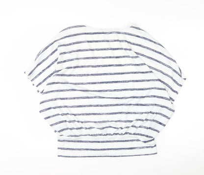 New Look Women’s White Striped Boat Neck Relaxed Fit Short Sleeve T-Shirt Size M