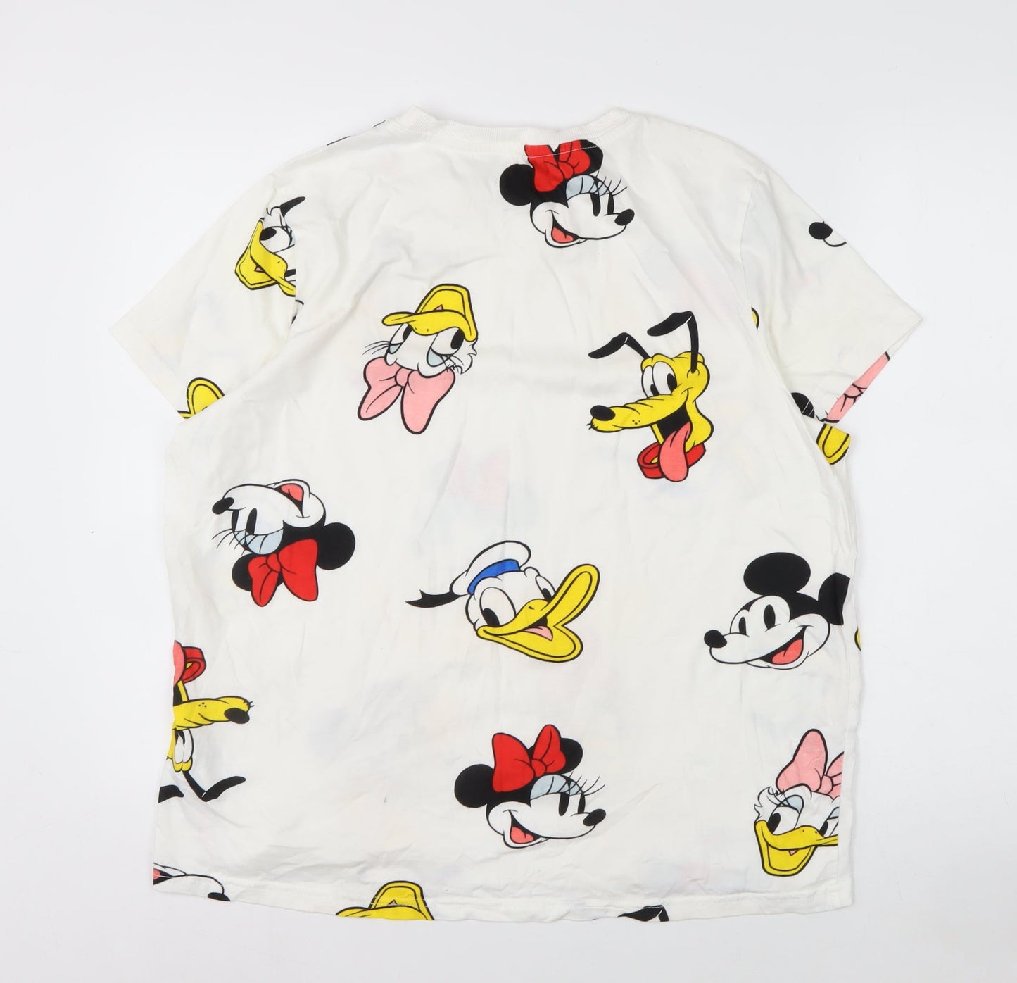 Disney Womens White L Short Sleeve Cotton Cartoon T-Shirt