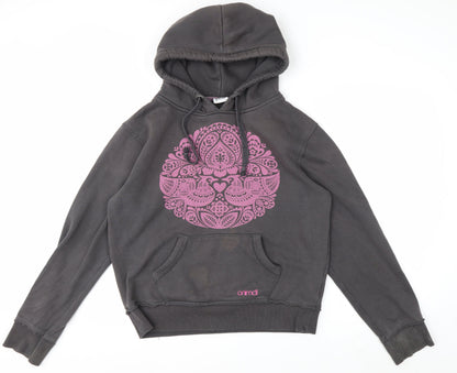 Animal Women's Grey Pink Graphic Pullover Hoodie Size 14