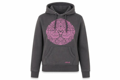 Animal Women's Grey Pink Graphic Pullover Hoodie Size 14