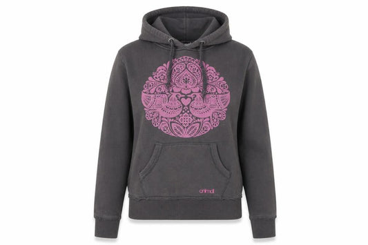 Animal Women's Grey Pink Graphic Pullover Hoodie Size 14