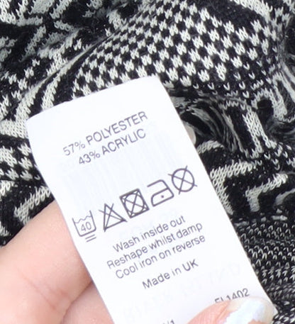 River Island Women's Black Geometric Knit Pencil Skirt Size 12