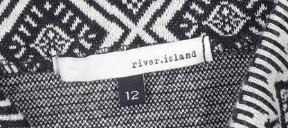River Island Women's Black Geometric Knit Pencil Skirt Size 12