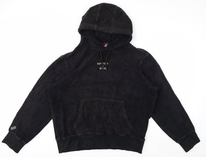 Superdry Men’s Black 2XL Pullover Fleece Hoodie with Logo