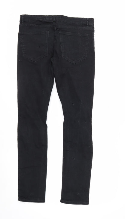 New Look Men’s Black Skinny Stretch Jeans 32W 32L Distressed Denim