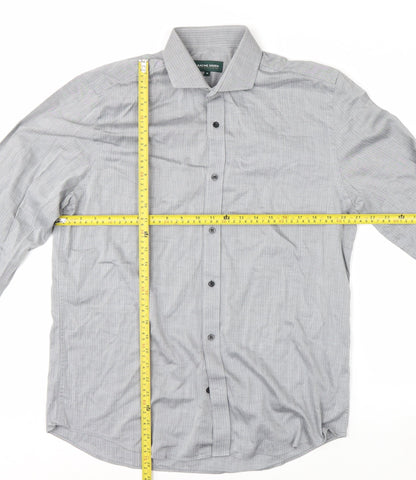 Racing Green Men's Grey 16 Regular Fit Cotton Long Sleeve Formal Shirt
