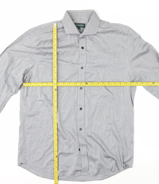 Racing Green Men's Grey 16 Regular Fit Cotton Long Sleeve Formal Shirt