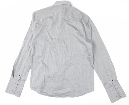 Racing Green Men's Grey 16 Regular Fit Cotton Long Sleeve Formal Shirt