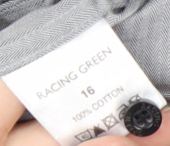 Racing Green Men's Grey 16 Regular Fit Cotton Long Sleeve Formal Shirt