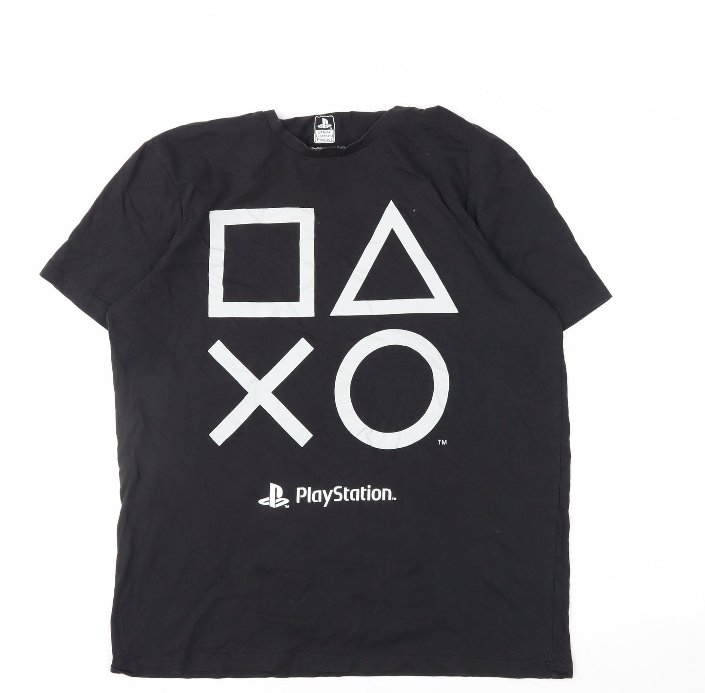 Tu Men's Black PlayStation Graphic T-Shirt L Regular Fit Cotton