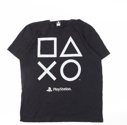 Tu Men's Black PlayStation Graphic T-Shirt L Regular Fit Cotton