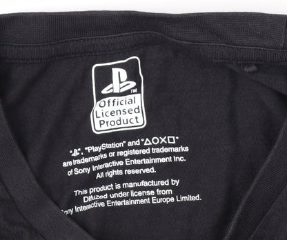 Tu Men's Black PlayStation Graphic T-Shirt L Regular Fit Cotton