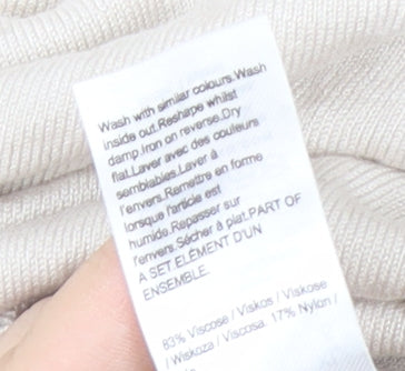 River Island Men's Beige Zip Neck Short Sleeve Polo Shirt XL