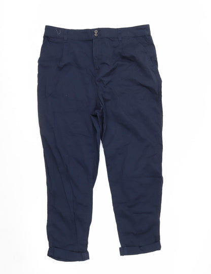 F&F Women’s Blue Chino Tapered Trousers Size 14 Cotton Blend