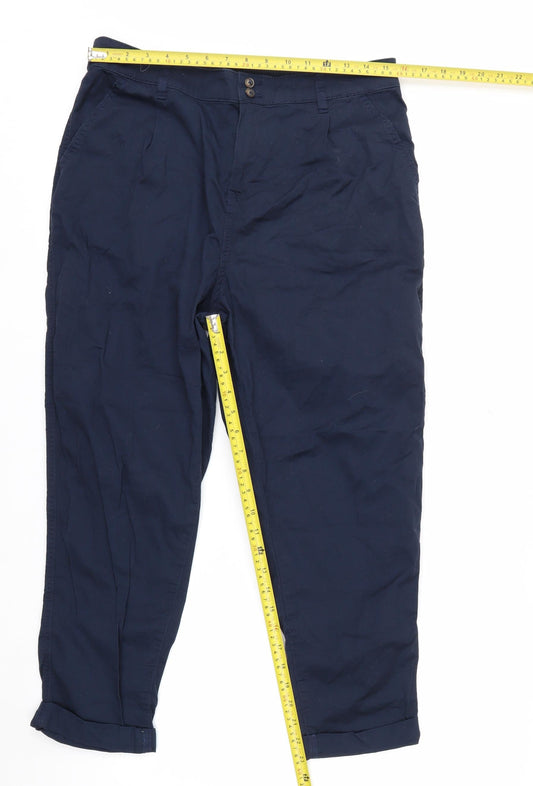 F&F Women’s Blue Chino Tapered Trousers Size 14 Cotton Blend