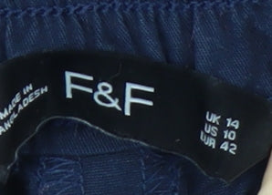 F&F Women’s Blue Chino Tapered Trousers Size 14 Cotton Blend