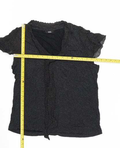 Marks and Spencer Womens Black Polka Dot Viscose Blouse UK 16 Wrap Style
