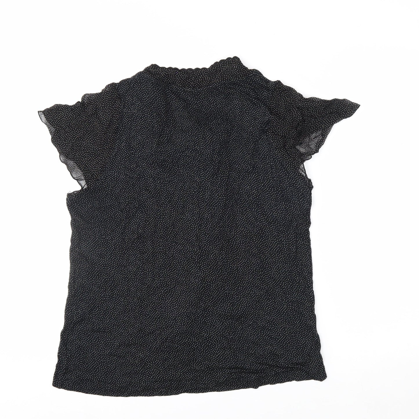 Marks and Spencer Womens Black Polka Dot Viscose Blouse UK 16 Wrap Style