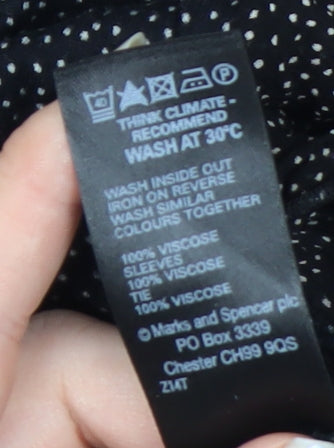 Marks and Spencer Womens Black Polka Dot Viscose Blouse UK 16 Wrap Style