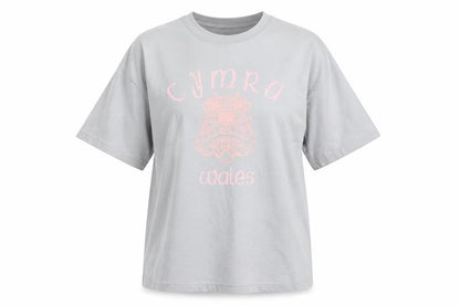 Front view of Manav Premier Clothing unisex grey cymru wales cotton t-shirt xl