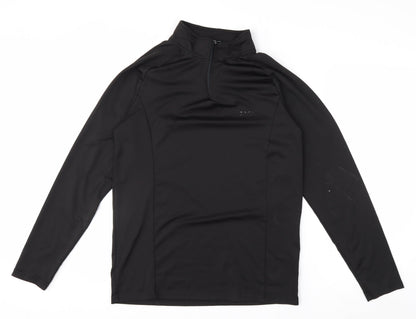 boohooMAN Men’s Black Slim Fit 1/4 Zip Long Sleeve Activewear Top M