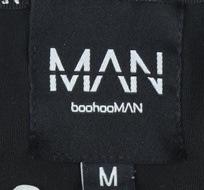 boohooMAN Men’s Black Slim Fit 1/4 Zip Long Sleeve Activewear Top M
