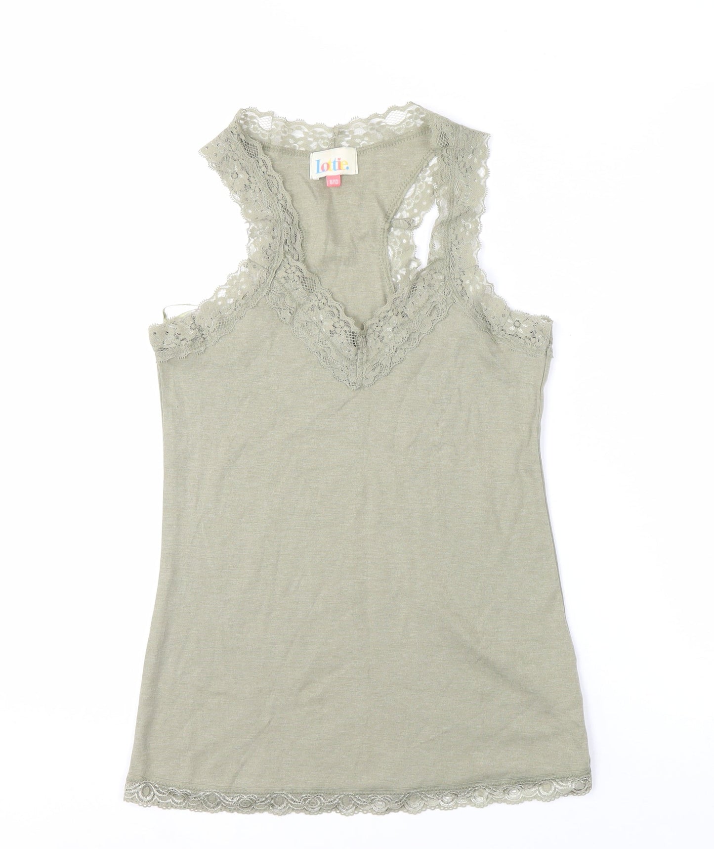 Lottie Women's Green Lace Trim Camisole Tank Top Size 8/10