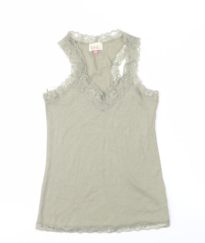 Lottie Women's Green Lace Trim Camisole Tank Top Size 8/10