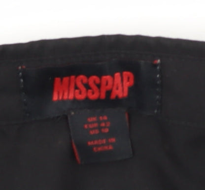 MISSPAP Women's Black Cropped Collared Long Sleeve Blouse Size 14