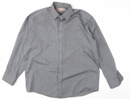 Marks and Spencer Men’s Grey Non-Iron Long Sleeve Shirt Size 17 Regular Fit