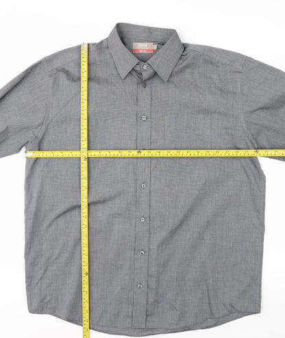 Marks and Spencer Men’s Grey Non-Iron Long Sleeve Shirt Size 17 Regular Fit